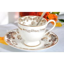 Haonai M-10496 fine porcelain china tea cups and saucer with pretty design